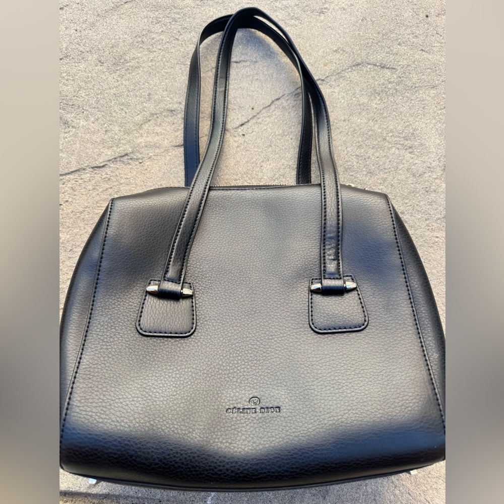 Celine Dion Black Leather Satchel Bag
